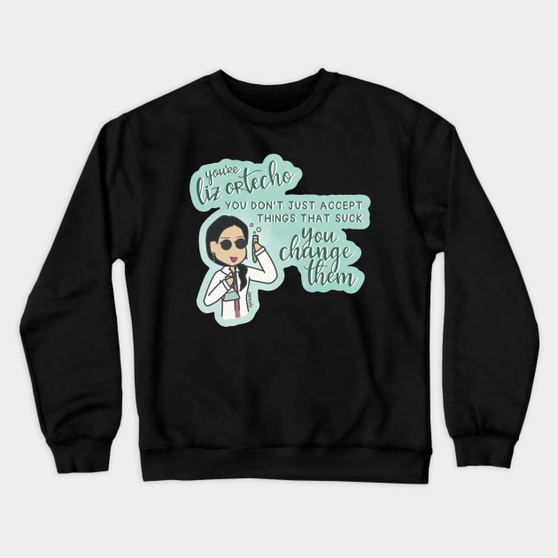 Liz Ortecho Badass Latina Scientist Crewneck Sweatshirt by djchikart